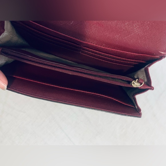 Michael Michael Kors Large Hamilton red Leather Wallet Button Snap - Picture 3 of 4